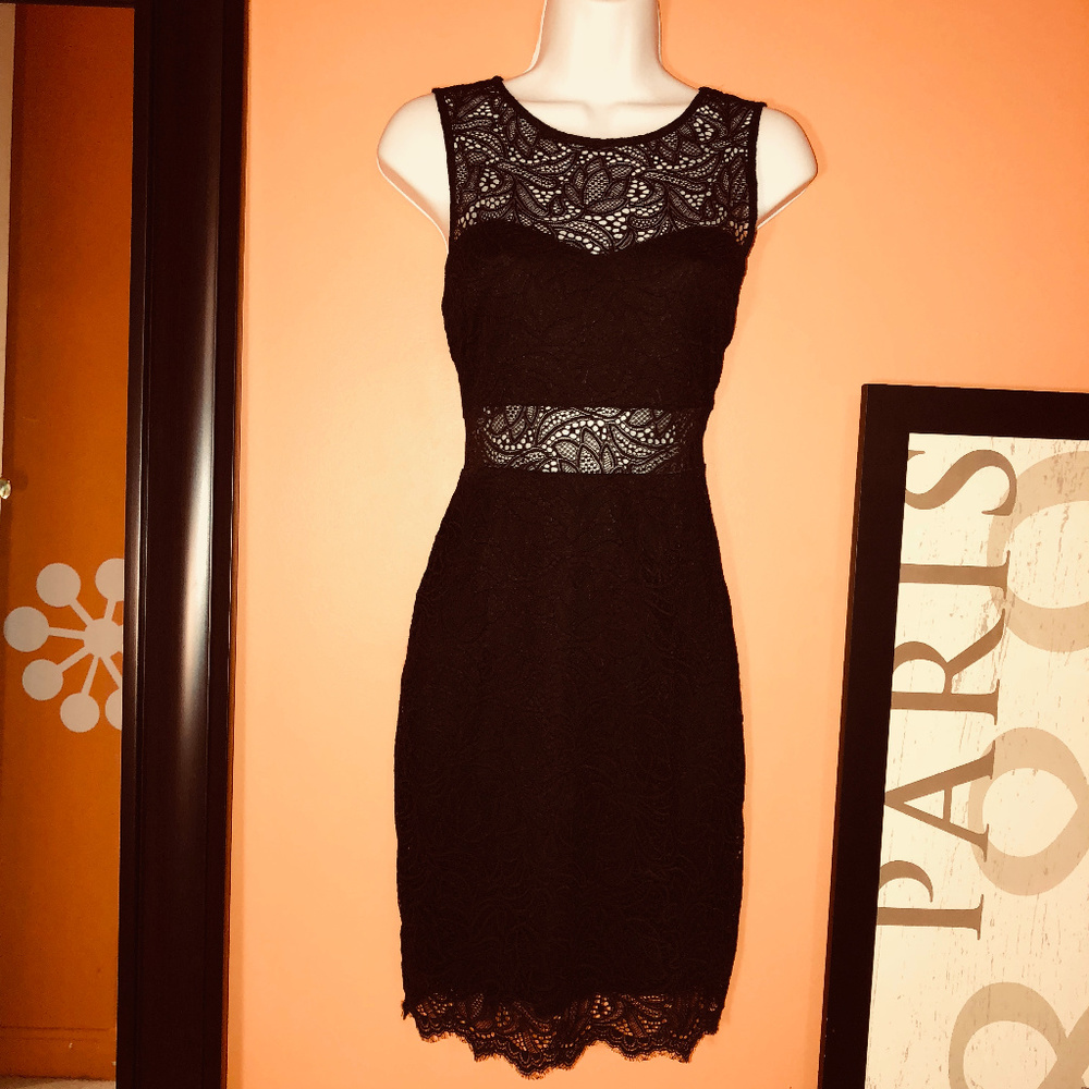 Lace, stretch, Little black dress Express